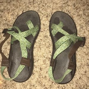 Green toe strap chacos